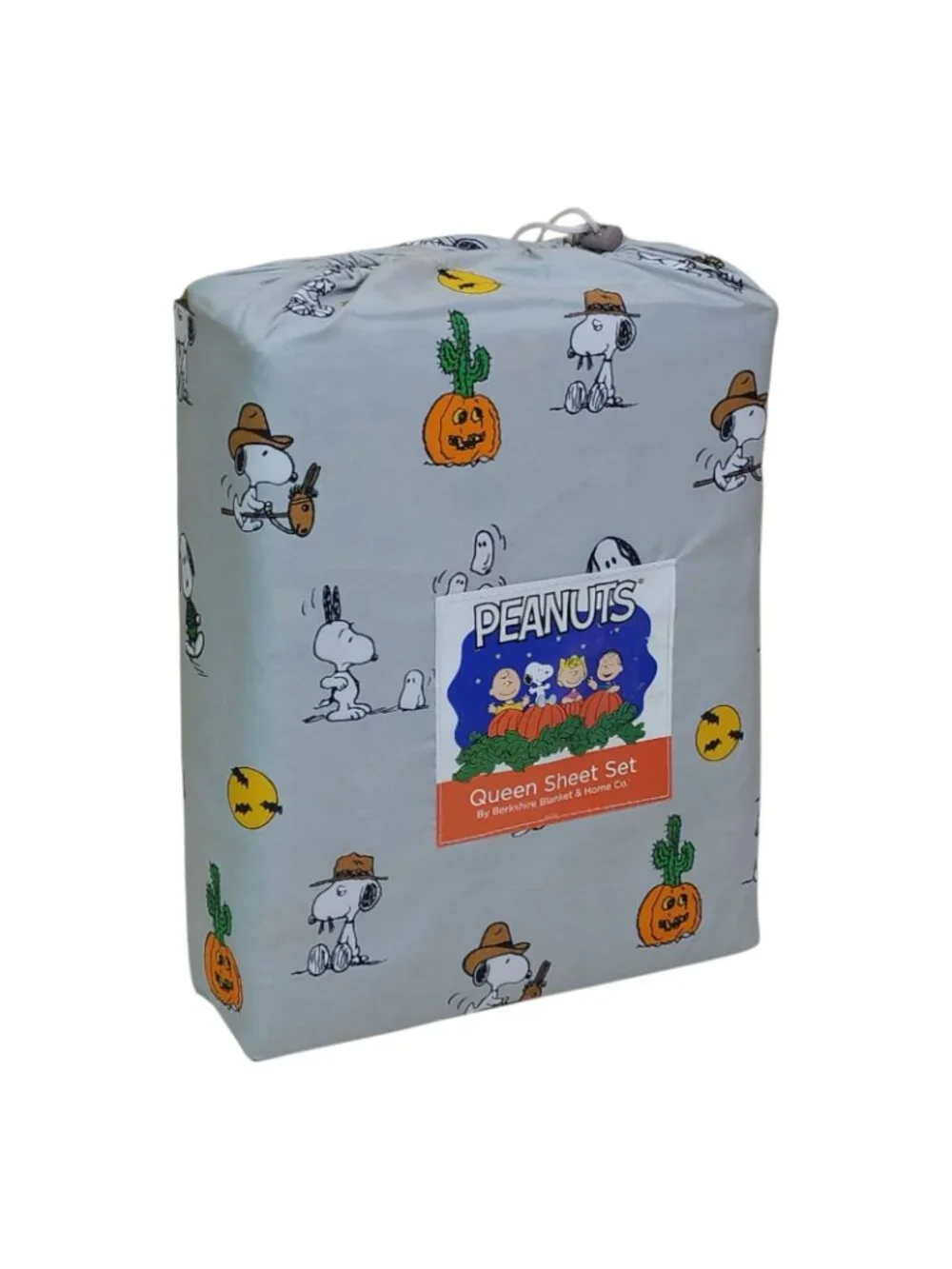 Peanuts Snoopy Fall Western Halloween Queen Sheet Set By Berkshire Light Gray